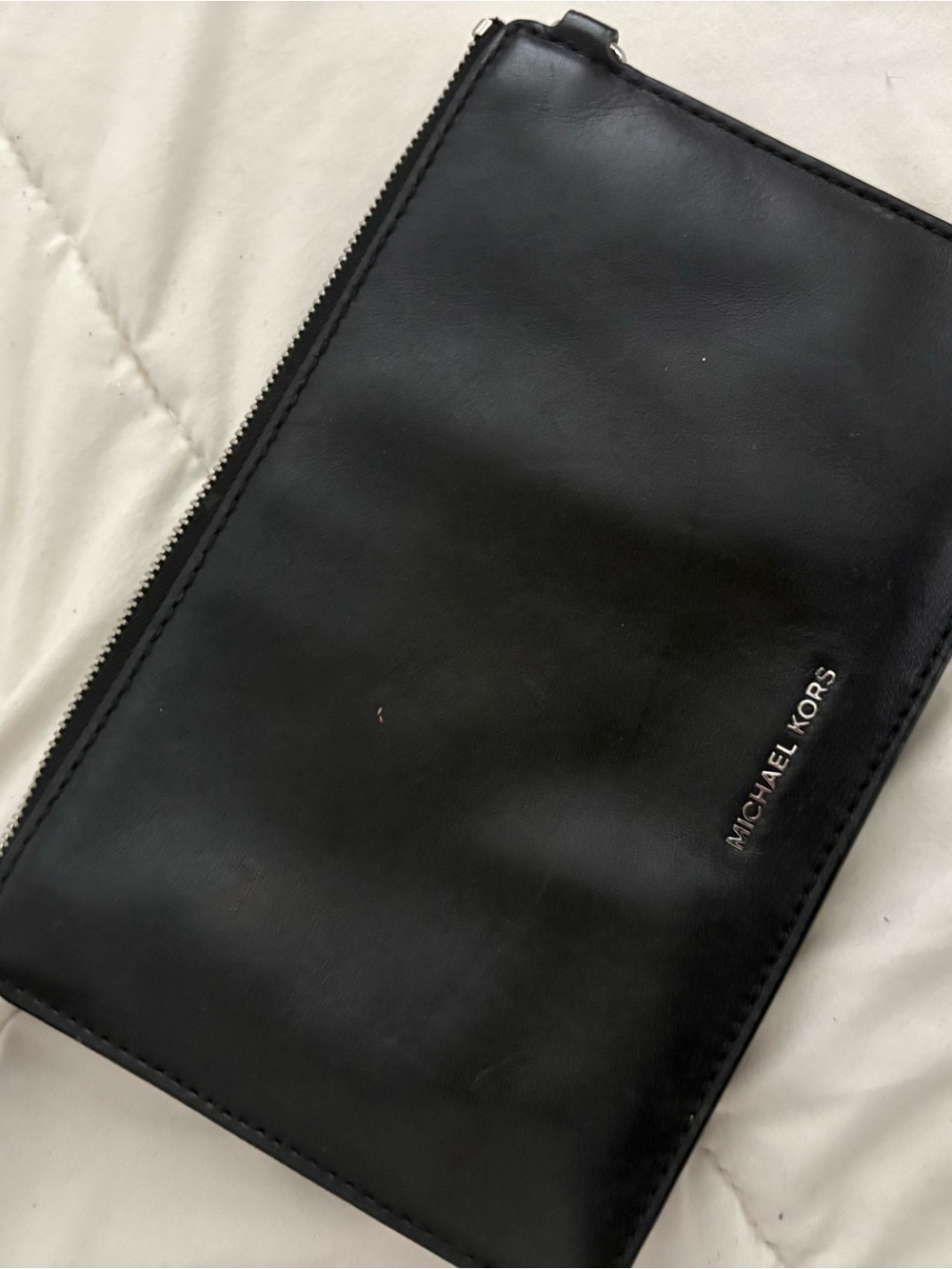 Michael Kors Black Leather Zip Pouch Wallet